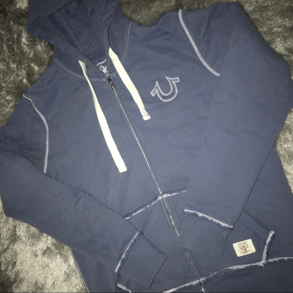 True Religion Navy Blue Hoodie Zip-Up Jacket